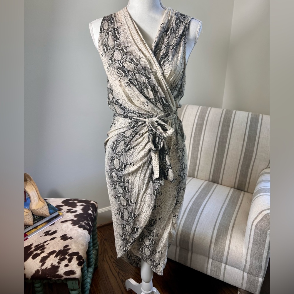 Paper Heart Snakeskin print faux wrap around dress - date night dress